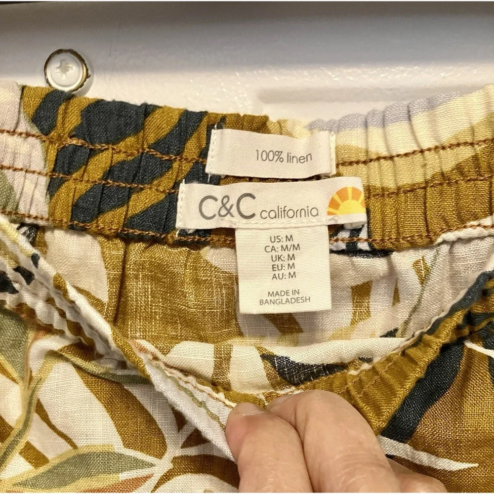 NEW C & C California Skirt Women's Medium Floral Tropical Hawaiian‎ 100% Linen